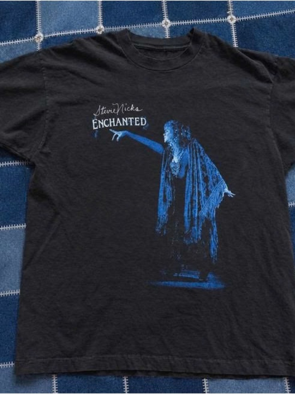 Enchanted Graphic Tunic Tee - Black with Blue Print